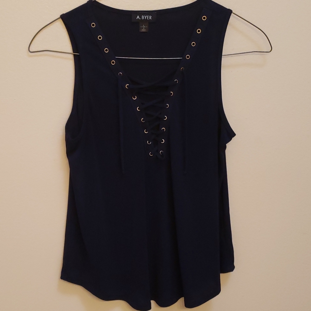 Sleeveless Navy A. Byer dressy top